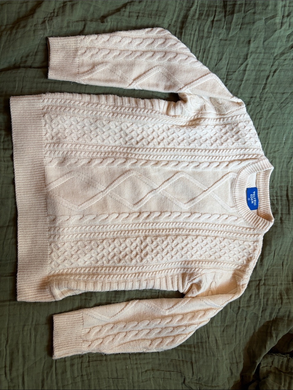 Aelfric Eden Crewneck Cable Knit Sweater in Cream - Rory Gilmore-esque